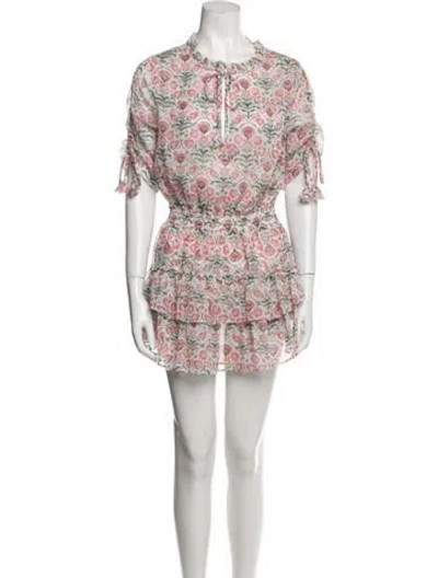 Pre-owned Misa Floral Print Mini Dress In White