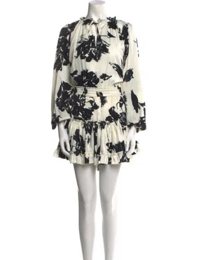 Pre-owned Misa Floral Print Mini Dress In White
