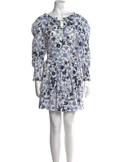 Pre-owned Misa Floral Print Mini Dress In White