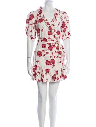 Pre-owned Misa Floral Print Mini Dress In White