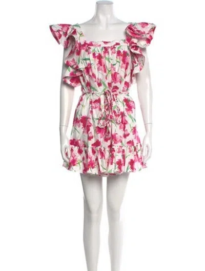 Pre-owned Misa Floral Print Mini Dress In White