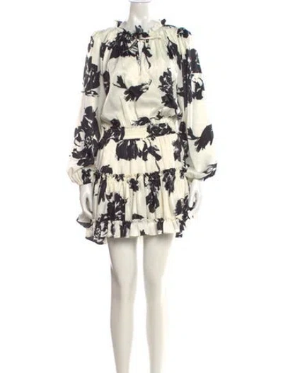 Pre-owned Misa Floral Print Mini Dress In White