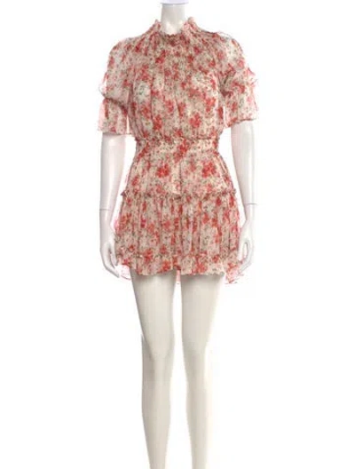 Pre-owned Misa Floral Print Mini Dress In White