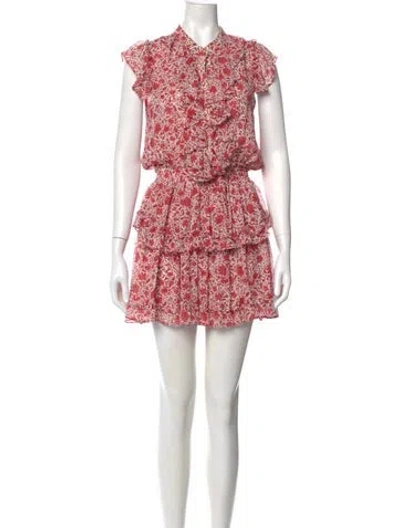 Pre-owned Misa Floral Print Mini Dress In White