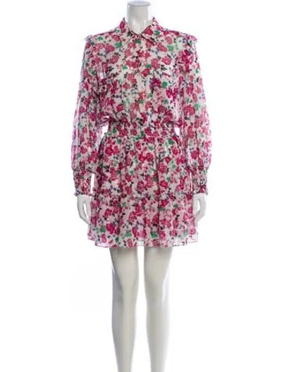 Pre-owned Misa Floral Print Mini Dress In White