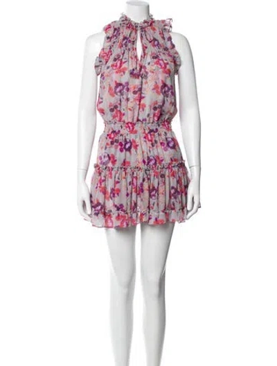 Pre-owned Misa Floral Print Mini Dress In White