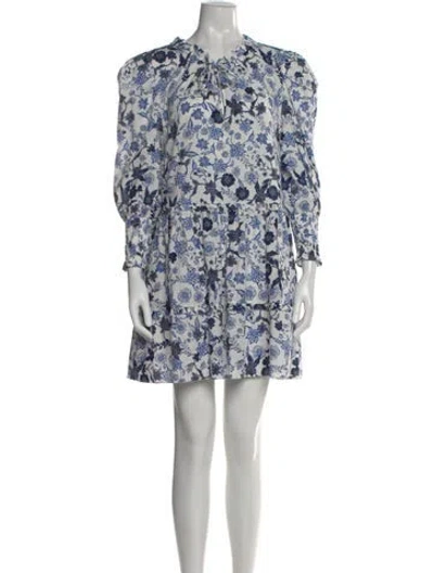Pre-owned Misa Floral Print Mini Dress In White
