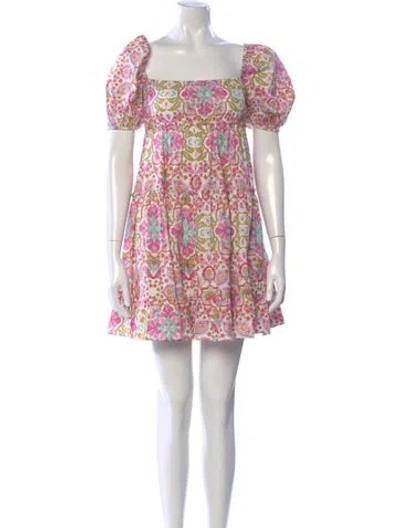 Pre-owned Misa Floral Print Mini Dress In White