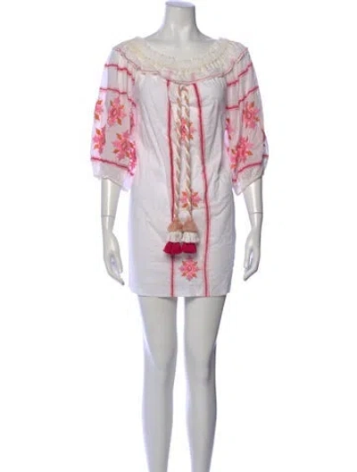 Pre-owned Misa Floral Print Mini Dress In White