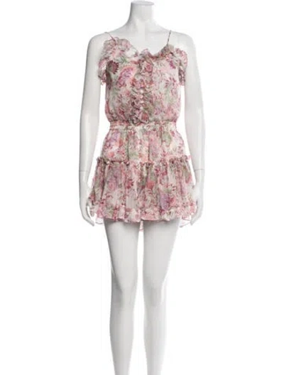 Pre-owned Misa Floral Print Mini Dress In White