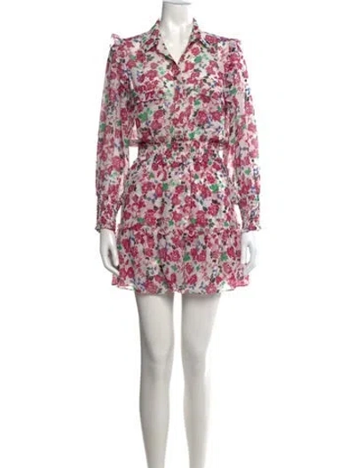 Pre-owned Misa Floral Print Mini Dress In White
