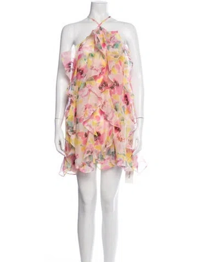 Pre-owned Misa Floral Print Mini Dress In White