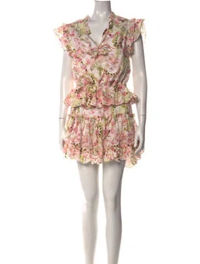 Pre-owned Misa Floral Print Mini Dress In White