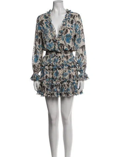 Pre-owned Misa Floral Print Mini Dress In White