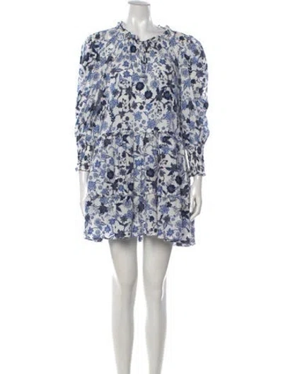 Pre-owned Misa Floral Print Mini Dress In White