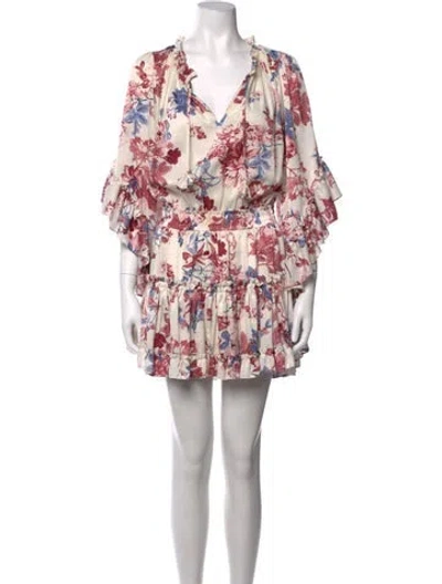 Pre-owned Misa Floral Print Mini Dress In White