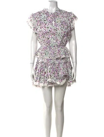 Pre-owned Misa Floral Print Mini Dress In White