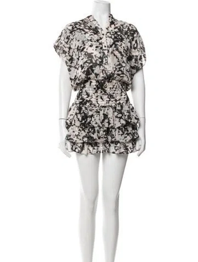 Pre-owned Misa Floral Print Mini Dress In White