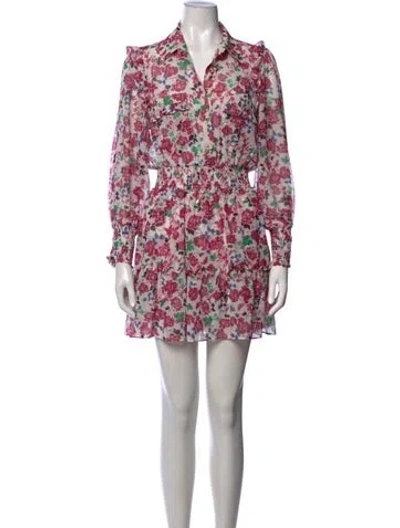 Pre-owned Misa Floral Print Mini Dress In White