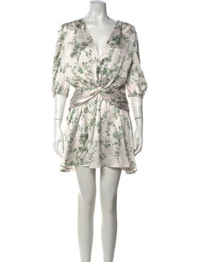 Pre-owned Misa Floral Print Mini Dress In White