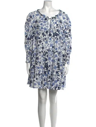 Pre-owned Misa Floral Print Mini Dress In White
