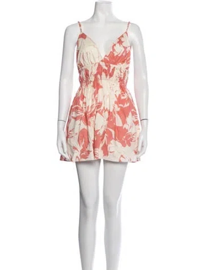 Pre-owned Misa Floral Print Mini Dress In White