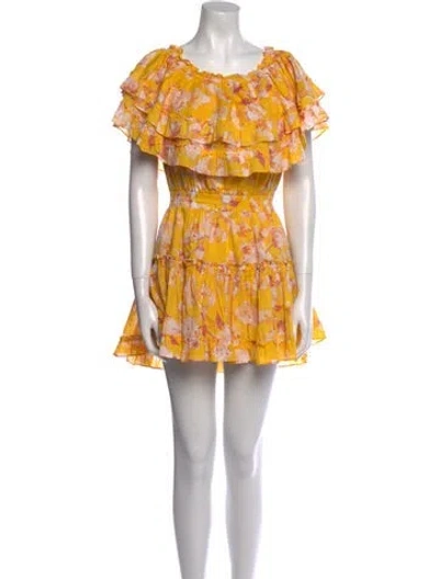 Pre-owned Misa Floral Print Mini Dress In Yellow