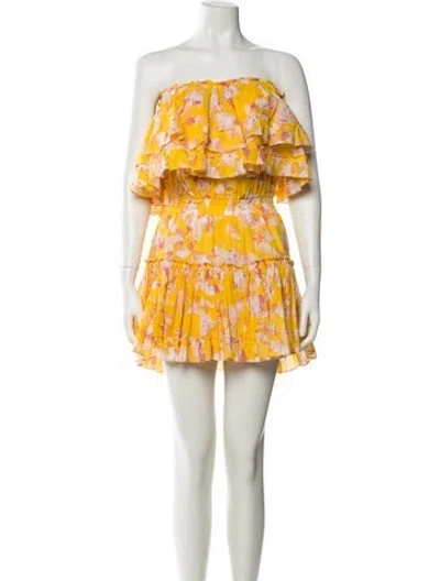 Pre-owned Misa Floral Print Mini Dress In Yellow