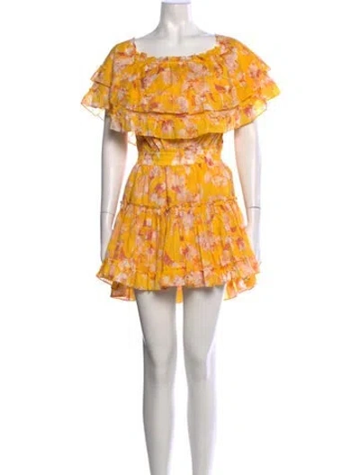 Pre-owned Misa Floral Print Mini Dress In Yellow