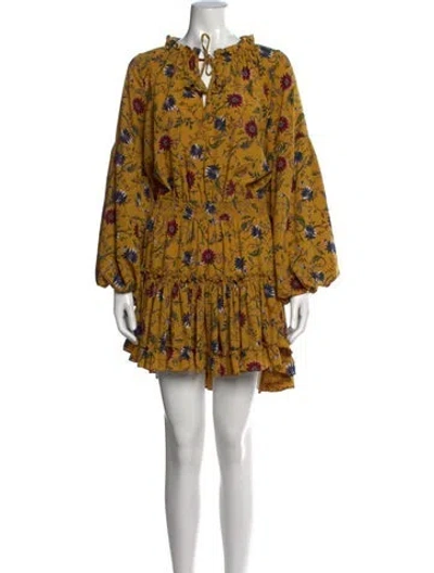 Pre-owned Misa Floral Print Mini Dress In Yellow