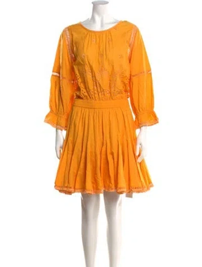 Pre-owned Misa Floral Print Mini Dress In Yellow