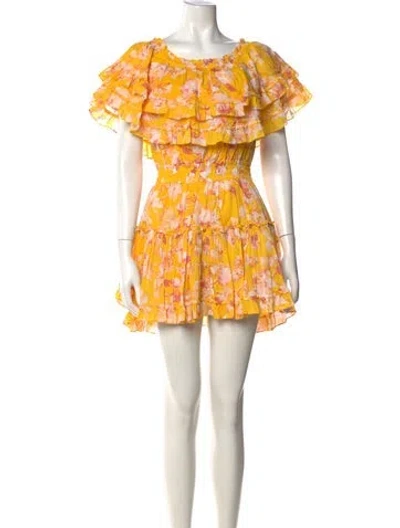 Pre-owned Misa Floral Print Mini Dress In Yellow