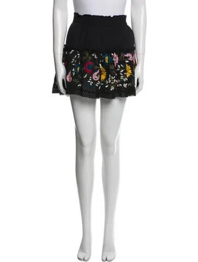 Pre-owned Misa Floral Print Mini Skirt In Black