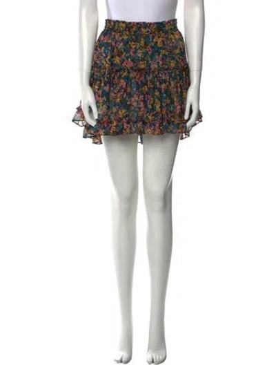 Pre-owned Misa Floral Print Mini Skirt In Black