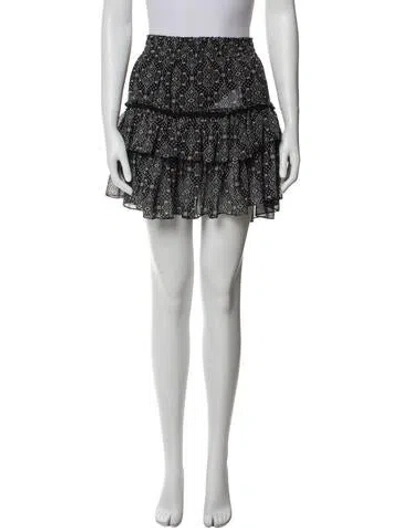 Pre-owned Misa Floral Print Mini Skirt In Black
