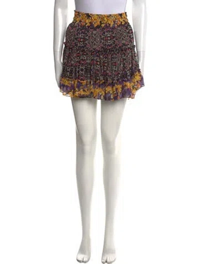 Pre-owned Misa Floral Print Mini Skirt In Black