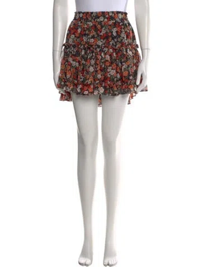 Pre-owned Misa Floral Print Mini Skirt In Black