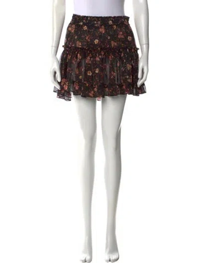Pre-owned Misa Floral Print Mini Skirt In Black