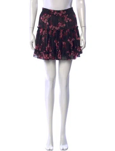 Pre-owned Misa Floral Print Mini Skirt In Black