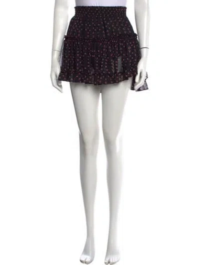 Pre-owned Misa Floral Print Mini Skirt In Black