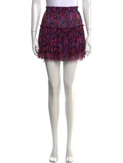 Pre-owned Misa Floral Print Mini Skirt In Black