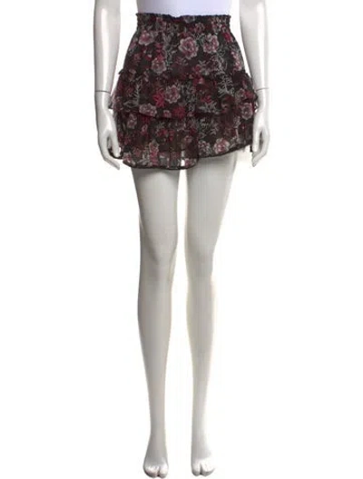 Pre-owned Misa Floral Print Mini Skirt In Black