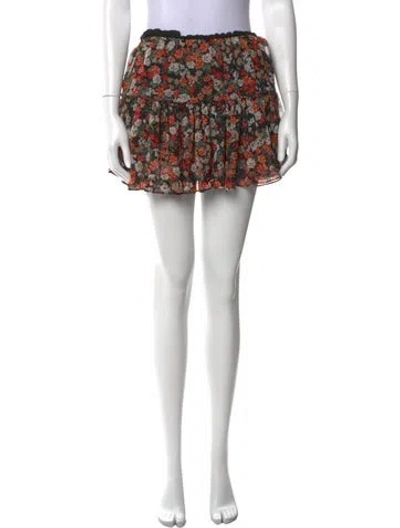 Pre-owned Misa Floral Print Mini Skirt In Black