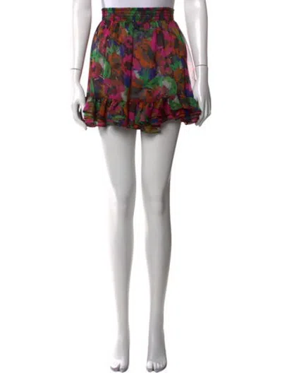 Pre-owned Misa Floral Print Mini Skirt In Black