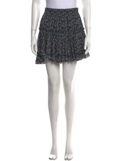 Pre-owned Misa Floral Print Mini Skirt In Black