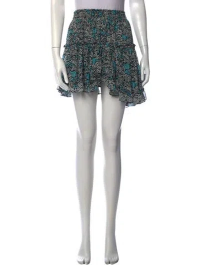 Pre-owned Misa Floral Print Mini Skirt In Black/blue