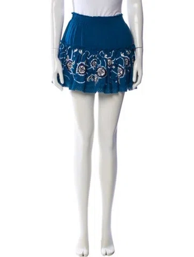 Pre-owned Misa Floral Print Mini Skirt In Blue