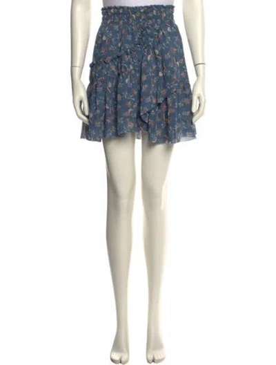 Pre-owned Misa Floral Print Mini Skirt In Blue