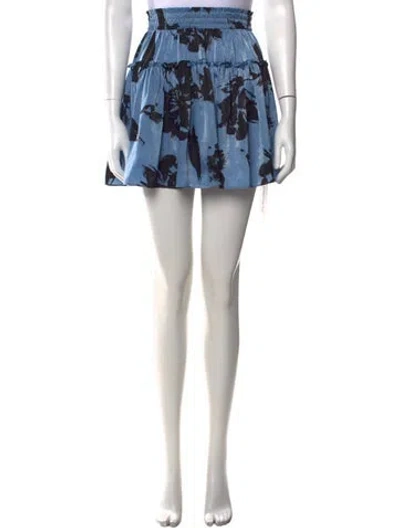 Pre-owned Misa Floral Print Mini Skirt In Blue