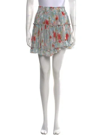 Pre-owned Misa Floral Print Mini Skirt In Blue